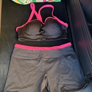 VSX Black and Pink Sports Bra and Shorts